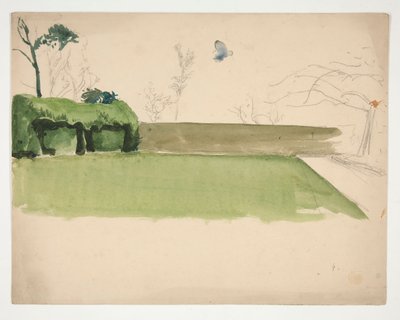 Study of an enclosed lawn and garden by Edwin Austin Abbey