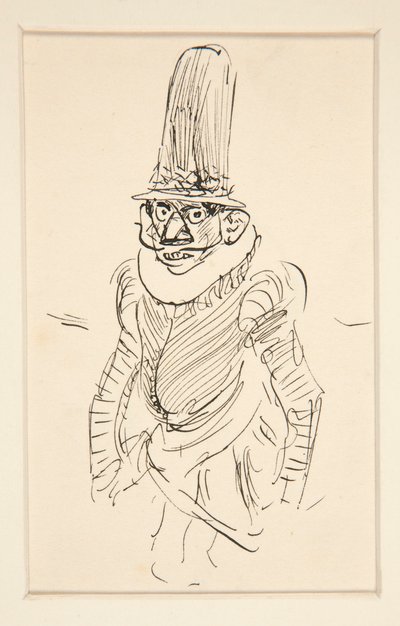 Study of man in XV century costume, possibly a caricature of the period by Edwin Austin Abbey
