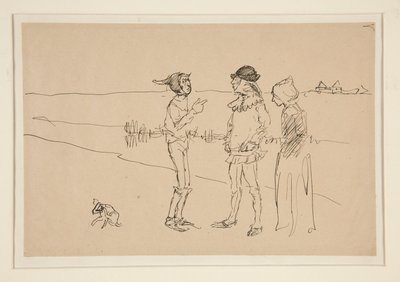 Study of Two Men, Woman, and a Dog, from Love by Edwin Austin Abbey