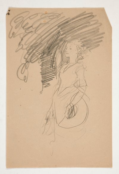 Study of Woman in XVIII Century Costume Holding Her Hat by Edwin Austin Abbey