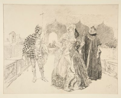 The Clown and Malvolio, Illustration for Act I, Scene V, Twelfth Night by Edwin Austin Abbey