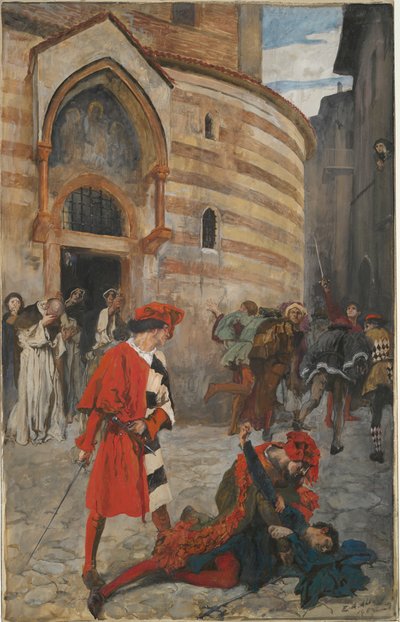 The Death of Mercutio - Act III, Scene I, Romeo and Juliet by Edwin Austin Abbey