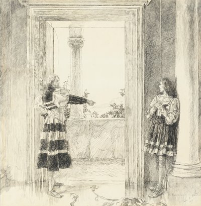The Duke Expels Valentine, from Act III, Scene I, Two Gentlemen of Verona by Edwin Austin Abbey