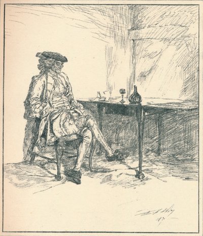 The Letter. Unpublished Pen Drawing, 1890, 1923 by Edwin Austin Abbey
