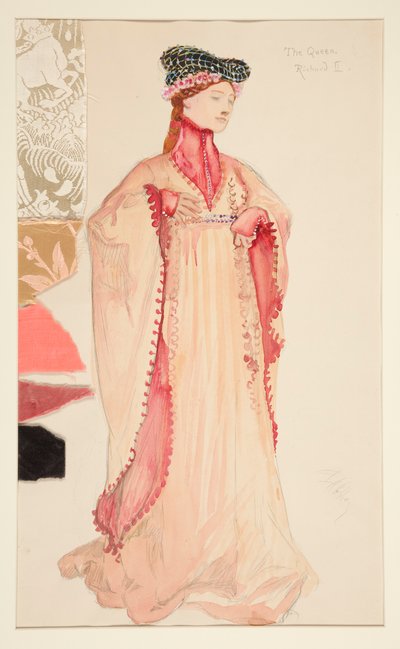 The Queen (in Pink), Costume Sketch for Henry Irving by Edwin Austin Abbey