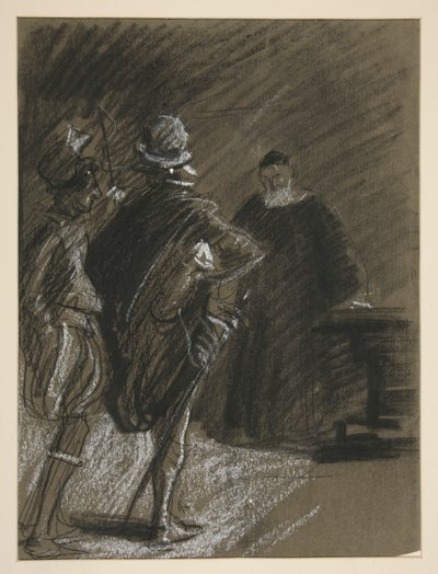 Three Men, Study for Taming of the Shrew (?) by Edwin Austin Abbey