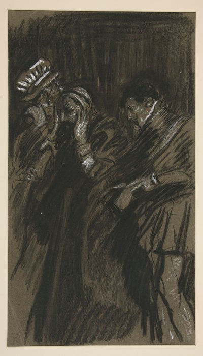 Three Men, study for Taming of the Shrew (?) by Edwin Austin Abbey
