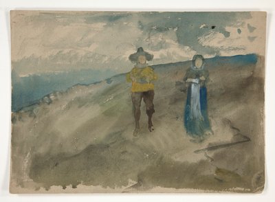 Two Figures in a Landscape (recto); Study of Man by Edwin Austin Abbey