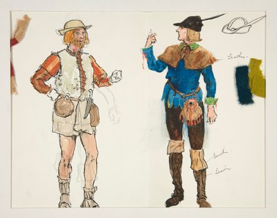 Two Men, costume sketch for Henry Irving by Edwin Austin Abbey