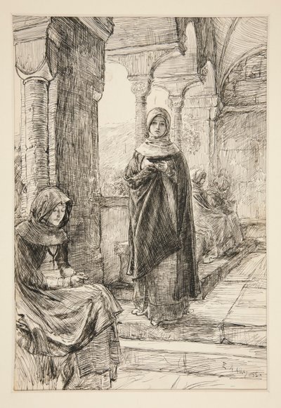 Two Female Figures in Cloister, from The Cloister by Edwin Austin Abbey