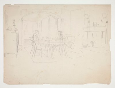 Two Men at Table in an Interior by Edwin Austin Abbey