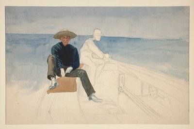 Unfinished Drawing of Two Men Sailing by Edwin Austin Abbey