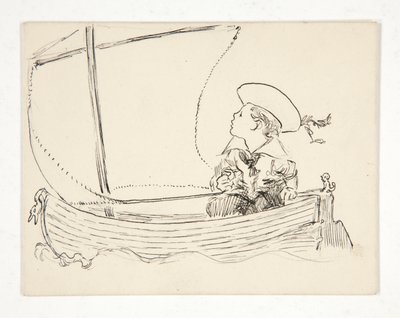 Unidentified Illustration [Boy in a Small Boat] by Edwin Austin Abbey