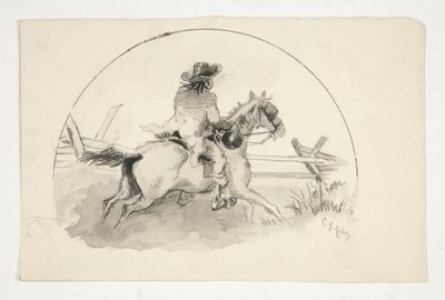 Unidentified Illustration [Man on Horseback] by Edwin Austin Abbey