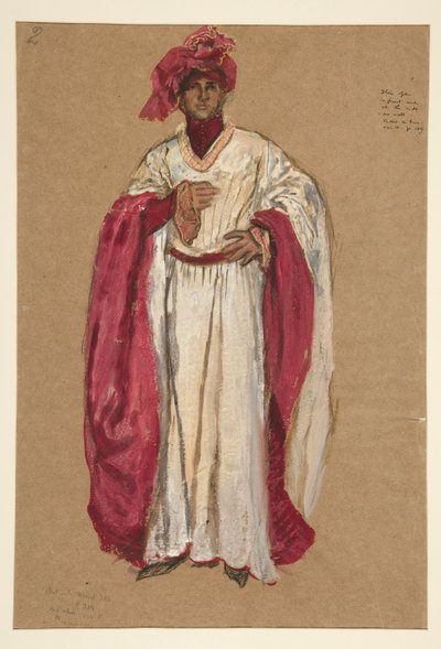 Unidentified Man in a Red Robe, Costume Sketch for King Richard II by Edwin Austin Abbey