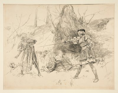 Valentine Rescues Sylvia, from Act V, Scene iv, Two Gentlemen of Verona by Edwin Austin Abbey