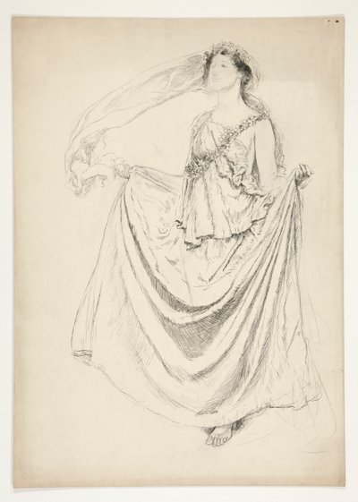 Woman in toga with garlands, sketch for an unidentified Shakespeare play by Edwin Austin Abbey