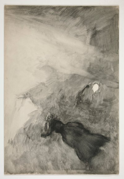 Woman reading, figure looking on (unidentified illustration) by Edwin Austin Abbey