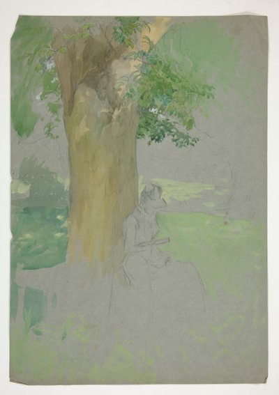 Woman Seated Beneath a Tree, Reading by Edwin Austin Abbey