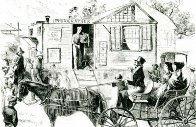 Visit of a photographer to a remote township by Edwin Austin after Abbey