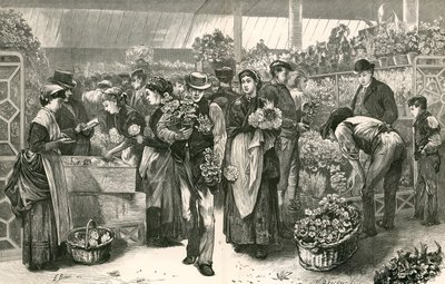 The flower market, Covent Garden, London by Edwin Buckman