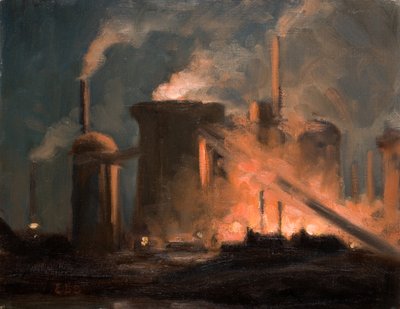 Blast Furnaces, Night by Edwin Butler Bayliss