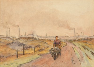 Industrial Scene, Man with Wheelbarrow by Edwin Butler Bayliss