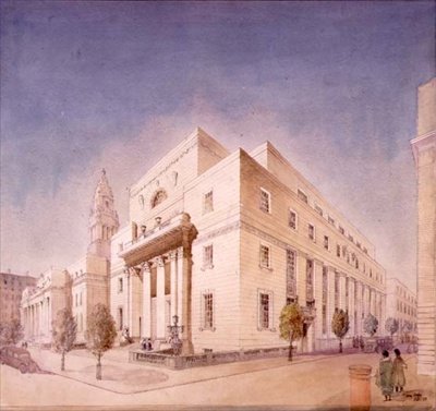 Elevation of the Public Library, Marylebone Road, London by Edwin Cooper