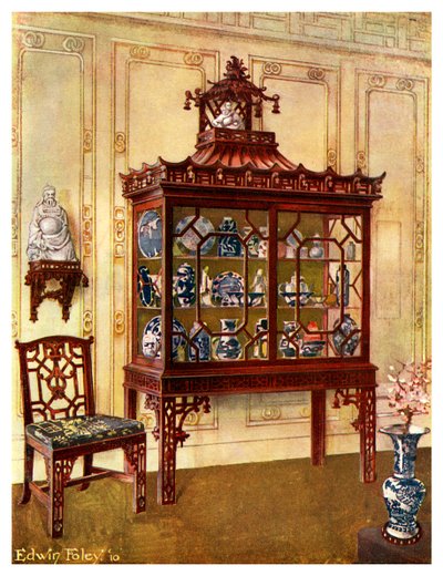 Carved china case in Chippendale
