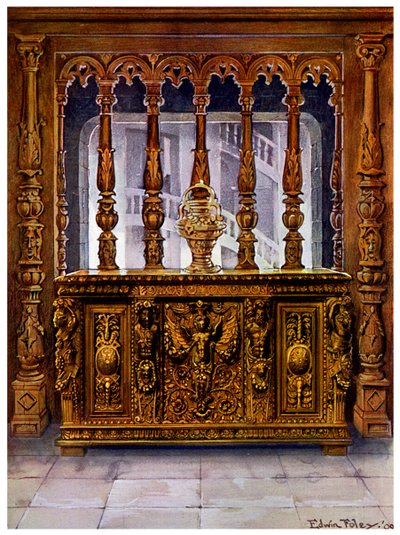 Henry II Carved Coffer or Bahut and Oak Screen of the Same French Period, 1910 by Edwin Foley