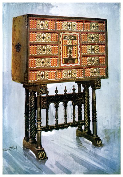 Vargueno Cabinet of Chestnut, Ivory and Other Materials, 1910 by Edwin Foley