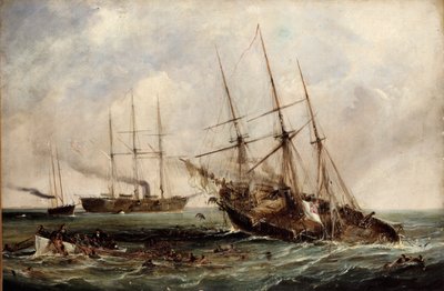 Destruction of the Confederate Steamer Alabama by the US Ironclad Kearsarge, June 19th, 1864 by Edwin Hayes