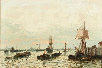 Barges on the Thames by Edwin Henry Eugene Fletcher