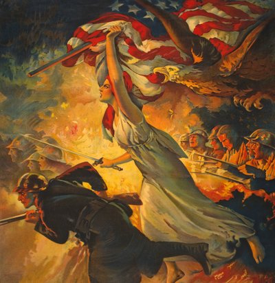 Detail from Carry On! Buy Liberty Bonds to Your Utmost, published c.1918 by Edwin Howland Blashfield