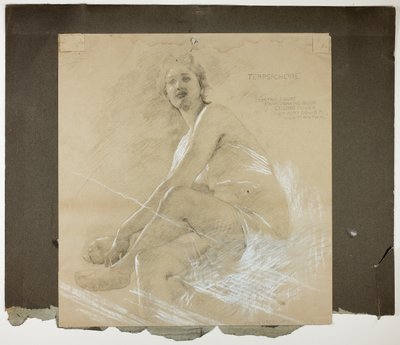 Terpsichore (recto), and Dancing Female Figure (verso), Mural Studies for Drawing Room Ceiling, Residence of Collis P. Huntington, now Yale University Art Gallery by Edwin Howland Blashfield