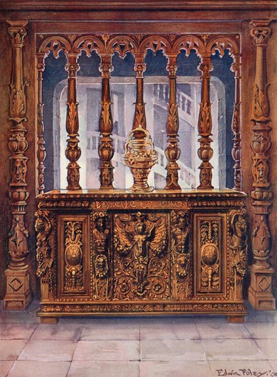 Henri Deux Carved Bahut. Oak Screen of the Same French Period by Edwin John Foley