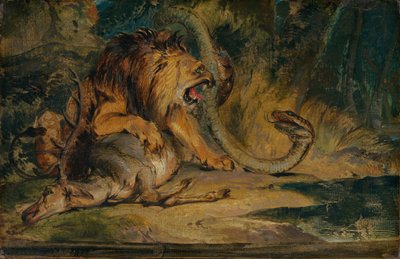 Lion Defending Its Prey, c.1840 by Edwin Landseer