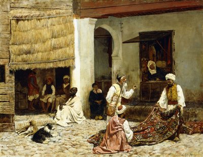 A Rug Bazaar in Tangiers by Edwin Lord Weeks