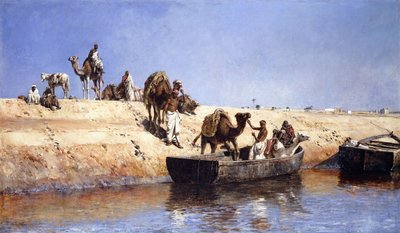 An Embarkment of Camels on the Beach at Sale, Morocco by Edwin Lord Weeks