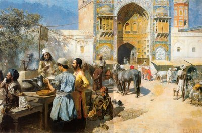 An Open-Air Restaurant, Lahore by Edwin Lord Weeks