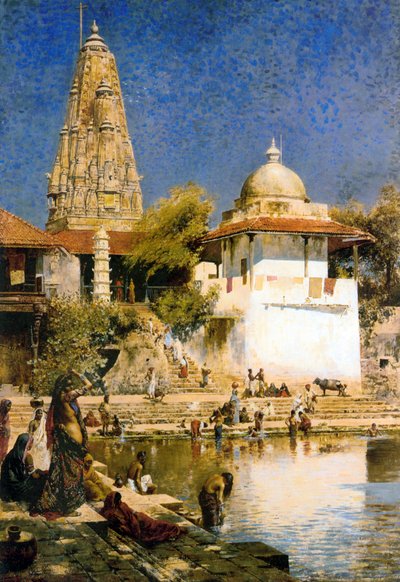 Banganga Tank and Walkeshwar Temple at Bombay by Edwin Lord Weeks