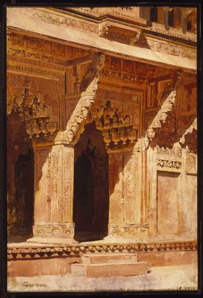 Curiously Wrought Red Sandstone Arches, Fort Agra, India by Edwin Lord Weeks