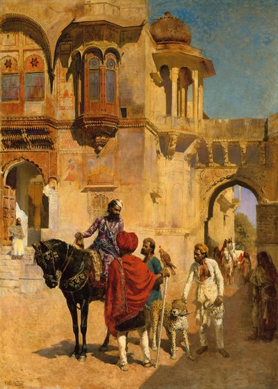 Departure for the Hunt in the Forecourt of a Palace of Jodhpore by Edwin Lord Weeks