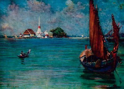 A Fishing Boat Off the Island Pagoda of Paknam by Edwin Norbury