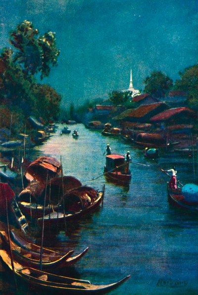 A Typical Canal Scene, Bangkok, 1913 by Edwin Norbury