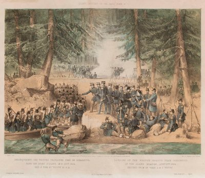 Landing of the French troops near Bomarsund in the Aland Islands, August 8th 1854 by Edwin Thomas (after) Dolby