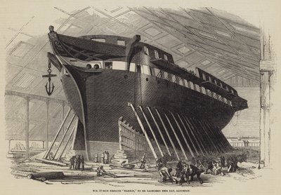 HM 50-Gun Frigate Nankin, to be launched this Day, Saturday by Edwin Weedon