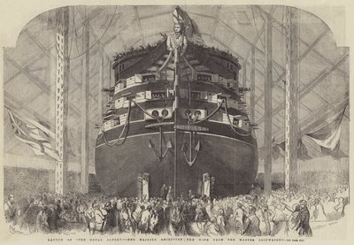 Launch of The Royal Albert, Her Majesty Receiving the Wine from the Master Shipwright by Edwin Weedon