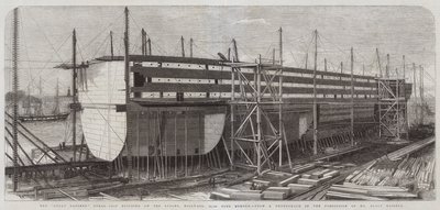 The Great Eastern Steam-Ship Building on the Stocks, Millwall, 22,500 Tons Burden by Edwin Weedon