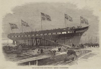 The Launch of the Greek Frigate Amalia, at Northfleet by Edwin Weedon